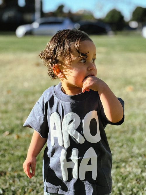 AROHA BUBBLE PRINT | CHARCOAL (KIDS)